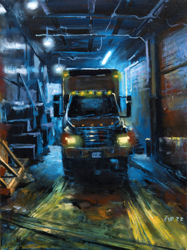Adam O'Day, Loading Dock, Oil on canvas, 18 x 24 inches, 2021
