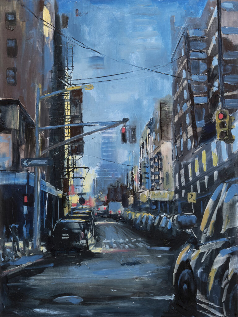 Adam O'Day, Tribeca Stoplight, Oil on canvas, 18 x 24 inches, 2021