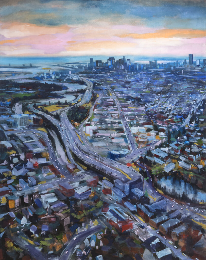 Adam O'Day, Over Medford, Oil on canvas, 60 x 48 inches, 2022