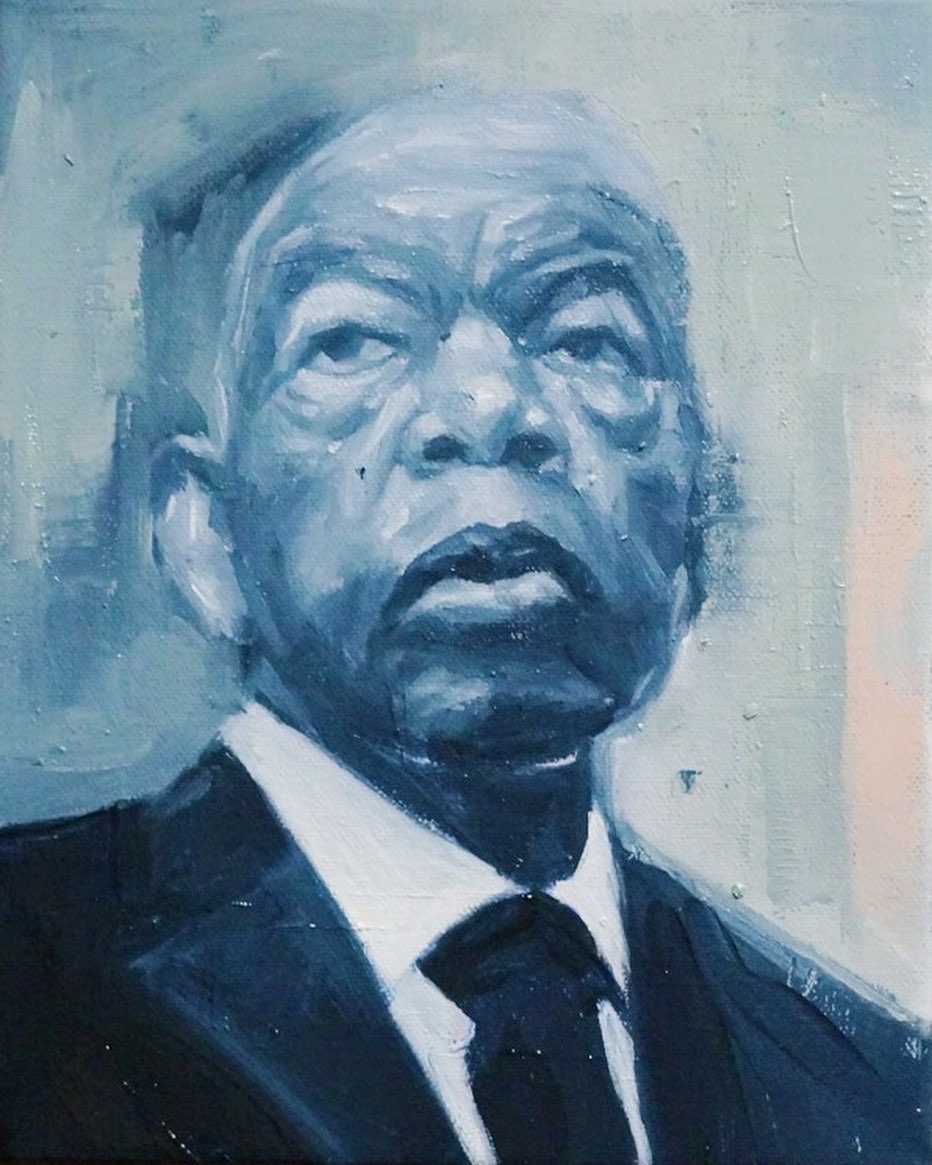 Stephen Godlieb, 'John Lewis', 8 x 10 inches, Oil on canvas, 2020