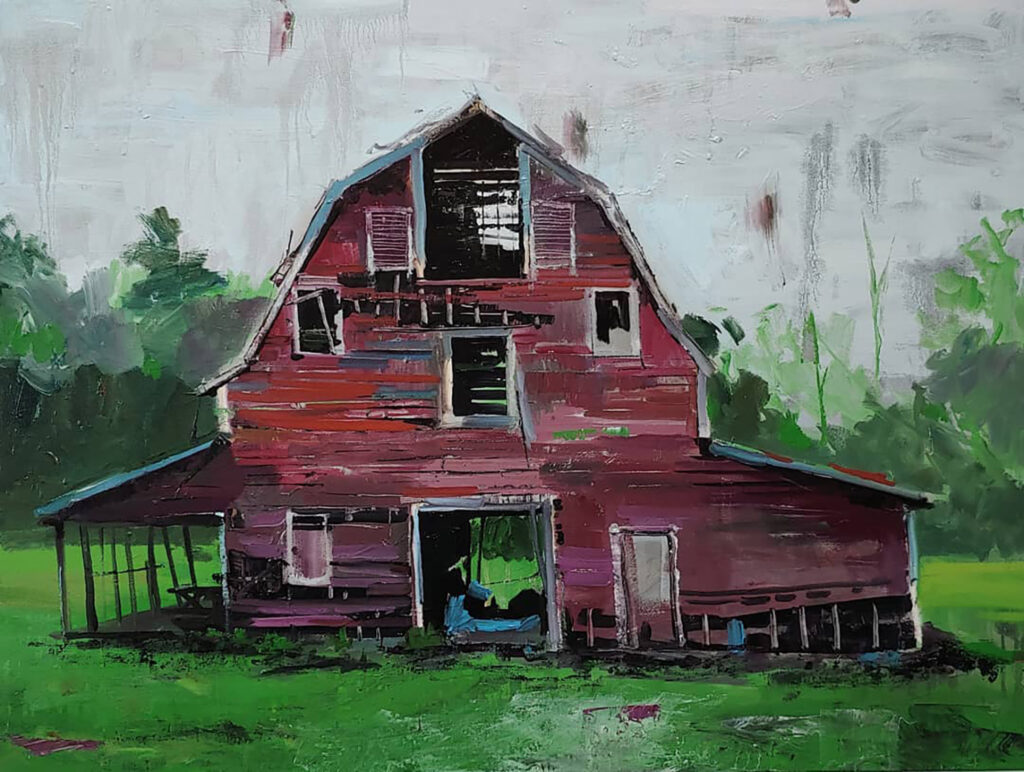 Adam O'Day, Old Barn, Oil on canvas, 30 x 40 inches, 2020