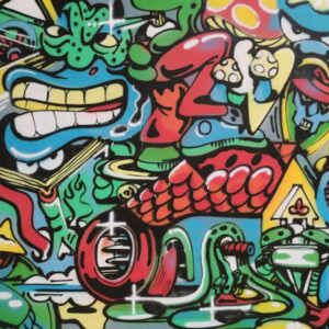 Spenser Macleod, Flavor Fiends, Spray paint on canvas, 48 inches × 48 inches, 2022