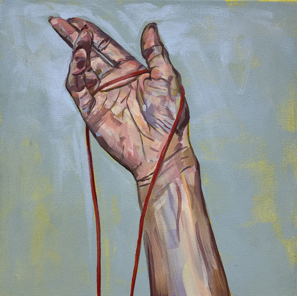 Michelle Peterson, Position A, Acrylic on canvas, 10 x 10 inches, 2022, $300