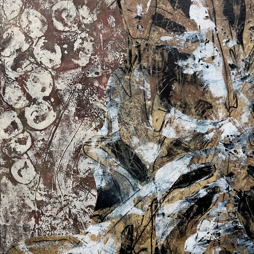 Deb Claffey Philo Trunk Oil, encaustic, monotype, collage, on panel $850