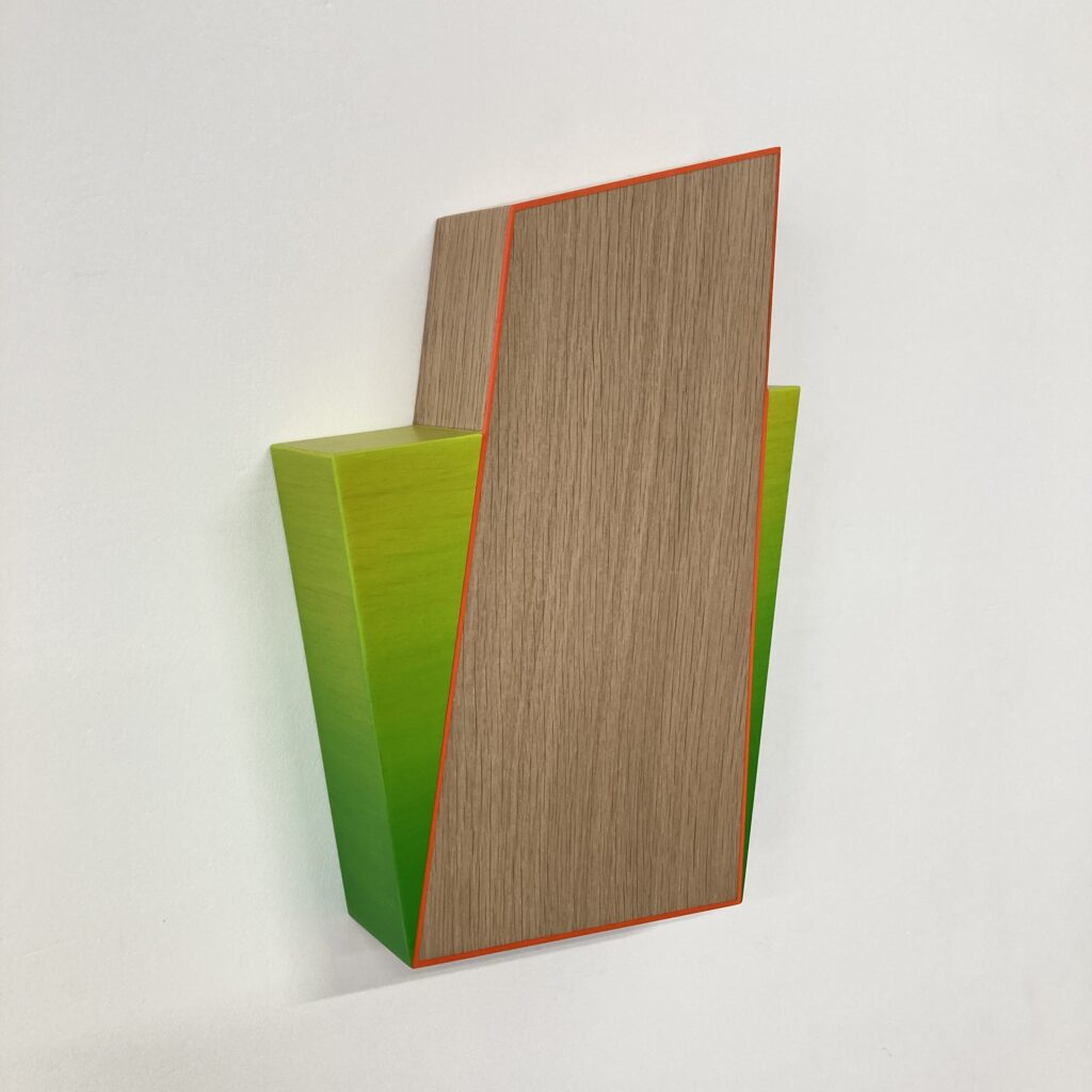 Trevor Toney, Leafy Greens, Baltic birch plywood, white oak veneer, acrylic paint, 12 x 8 x 2 inches, 2023