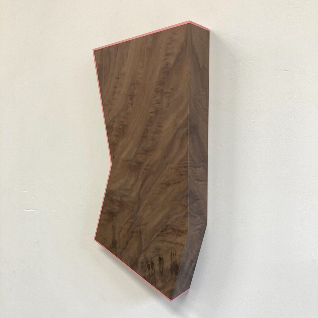 Trevor Toney, Drift, Baltic birch plywood, walnut veneer, acrylic paint, 15 x 8 x 2 inches, 2023