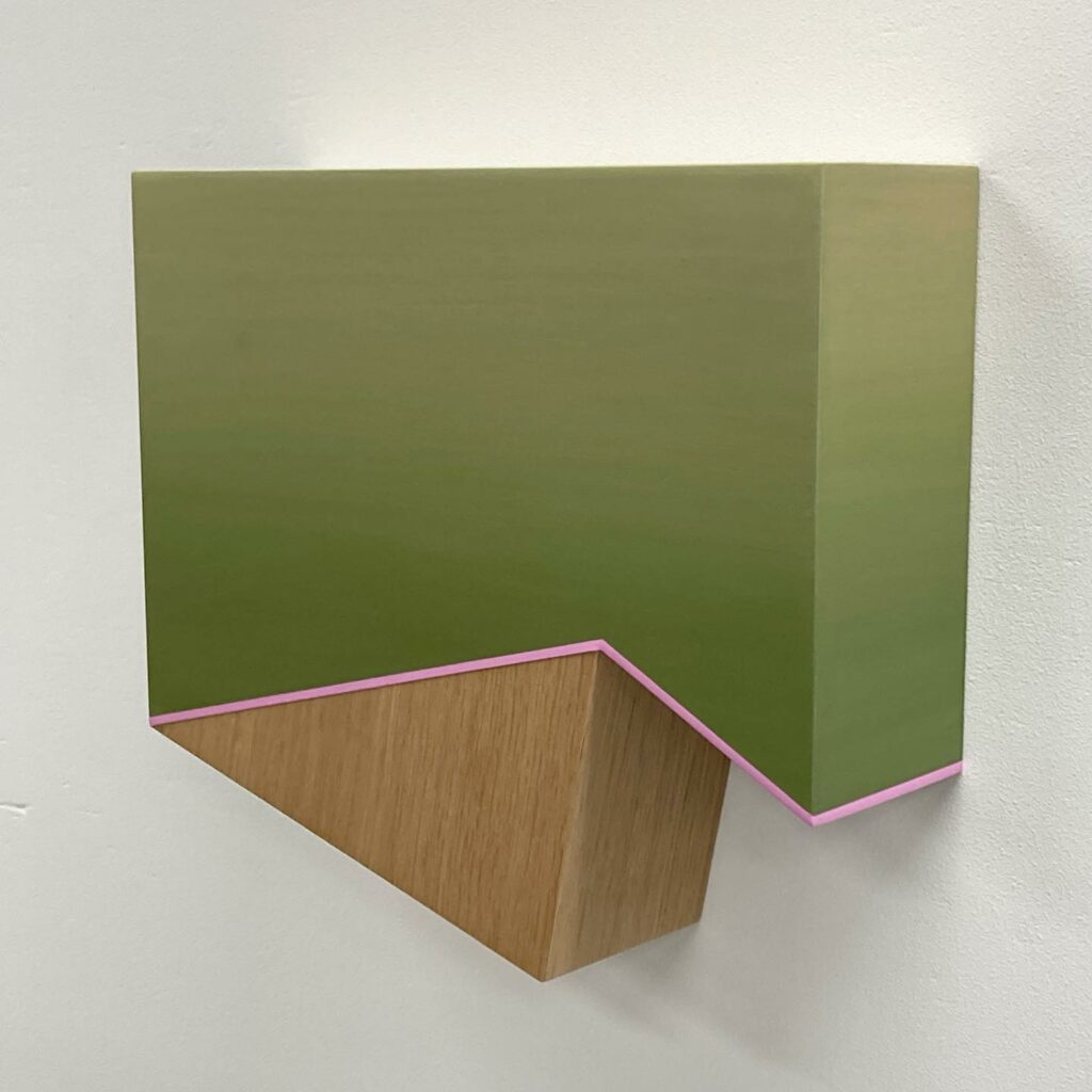 Trevor Toney, It’s Bow Tie Season Again, Baltic birch plywood, oak veneer, acrylic paint, 10 x 9 x 3 inches, 2023