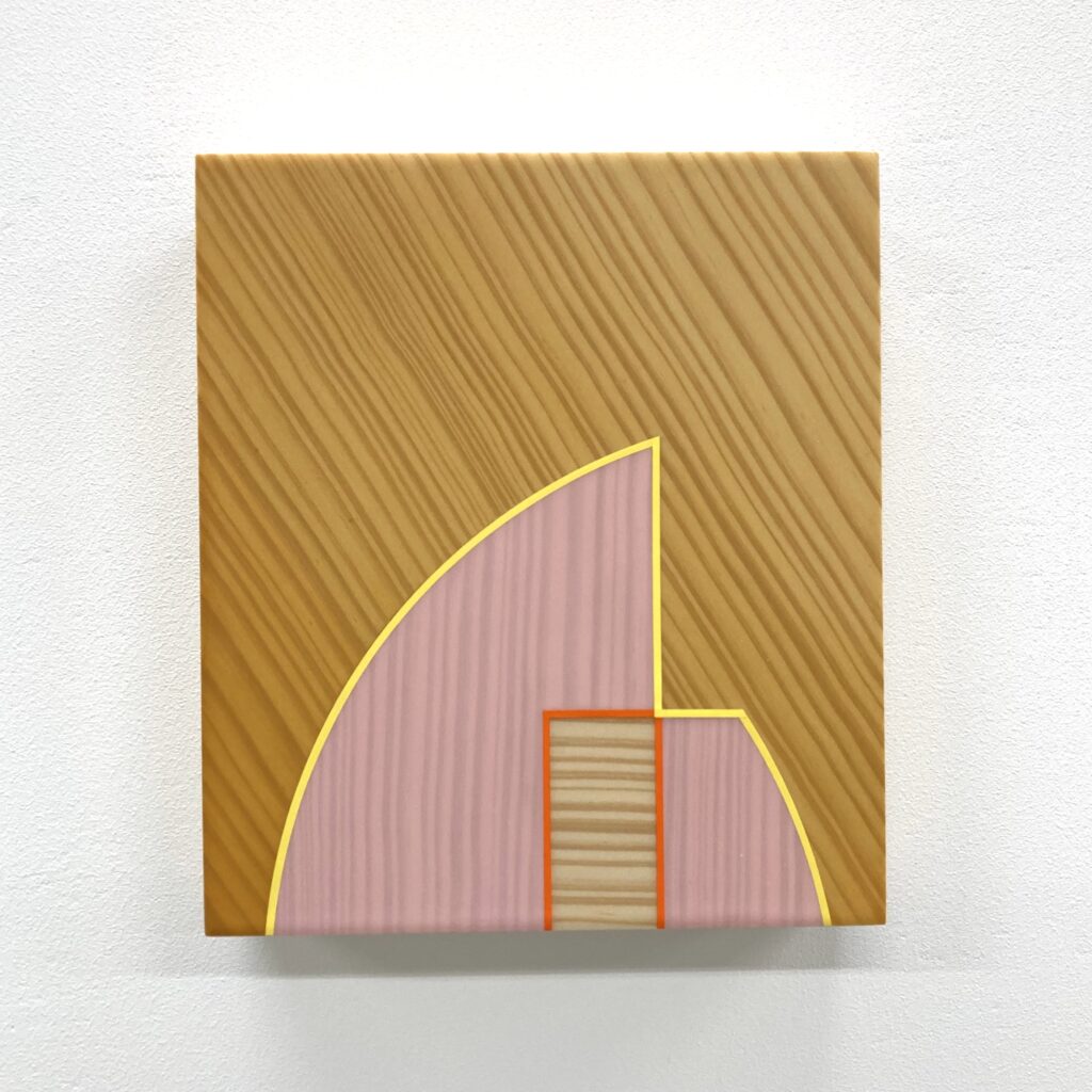 Trevor Toney, Heart of Gold, Baltic birch plywood, southern yellow pine veneer, acrylic paint 8 x 7 x 2 inches, 2023