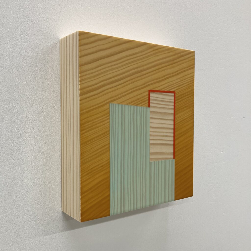 Trevor Toney, Blocks are for Building, Baltic birch plywood, southern yellow pine veneer, acrylic paint, 8 x 7 x 2 inches, 2023