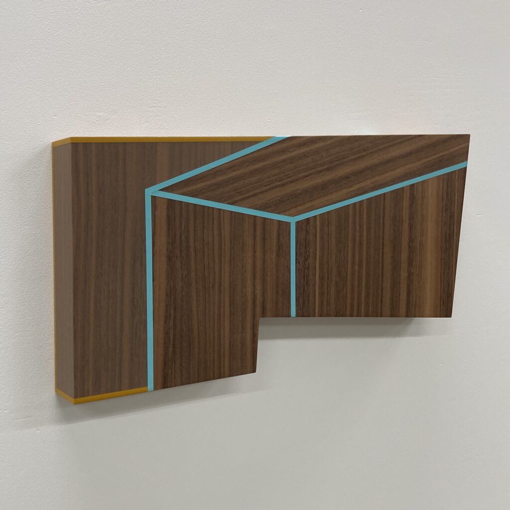 Trevor Toney, Of Dust and Ice, Baltic birch plywood, walnut veneer, acrylic paint, 17.5 x 10 x 2 inches, 2023